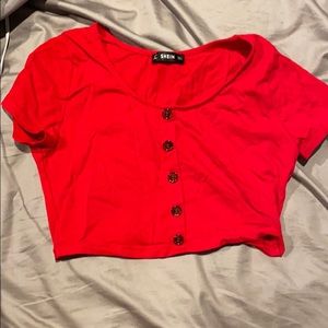 Cropped red shirt